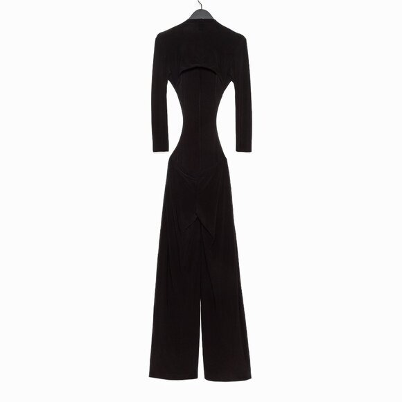 Norma Kamali Black Open-Back Stretch-Jersey Wide-Leg Jumpsuit - XS / FR 34 - Picture 3 of 15